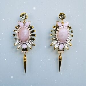 Elegant Pink and Gold Elizabeth Cole  Statement Earrings
